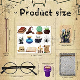 72 Pcs Wizard Party Favors Birthday Decorations With Mini Notebook Black Glasses Pencil Stamp Sticker Gift Bag For Kids Wizard Magical Goody Bag Stuffer Classroom Prize Supplies (Wand)