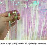 10 Feet By 15 Inch Iridescent White Foil Fringe Garland - Pack Of 3 | Metallic Tinsel Banner | Ideal For Parade Floats, Bridal Shower, Wedding, Birthday, Christmas | Wall Hanging Drapes (3)