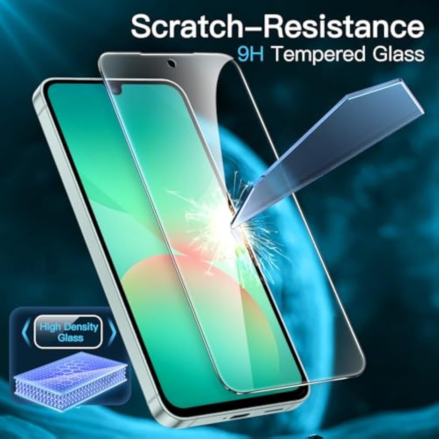 JETech Screen Protector for Samsung Galaxy A26 5G, 9H Tempered Glass Film, Anti-Scratch, HD Clear, 3-Pack