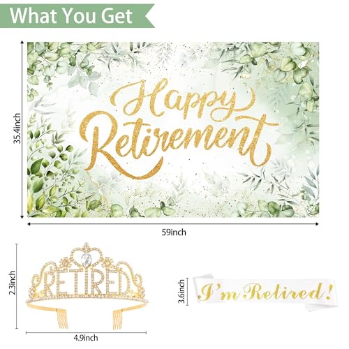 Green Retirement Party Decorations Women Men, Green Retired Banner