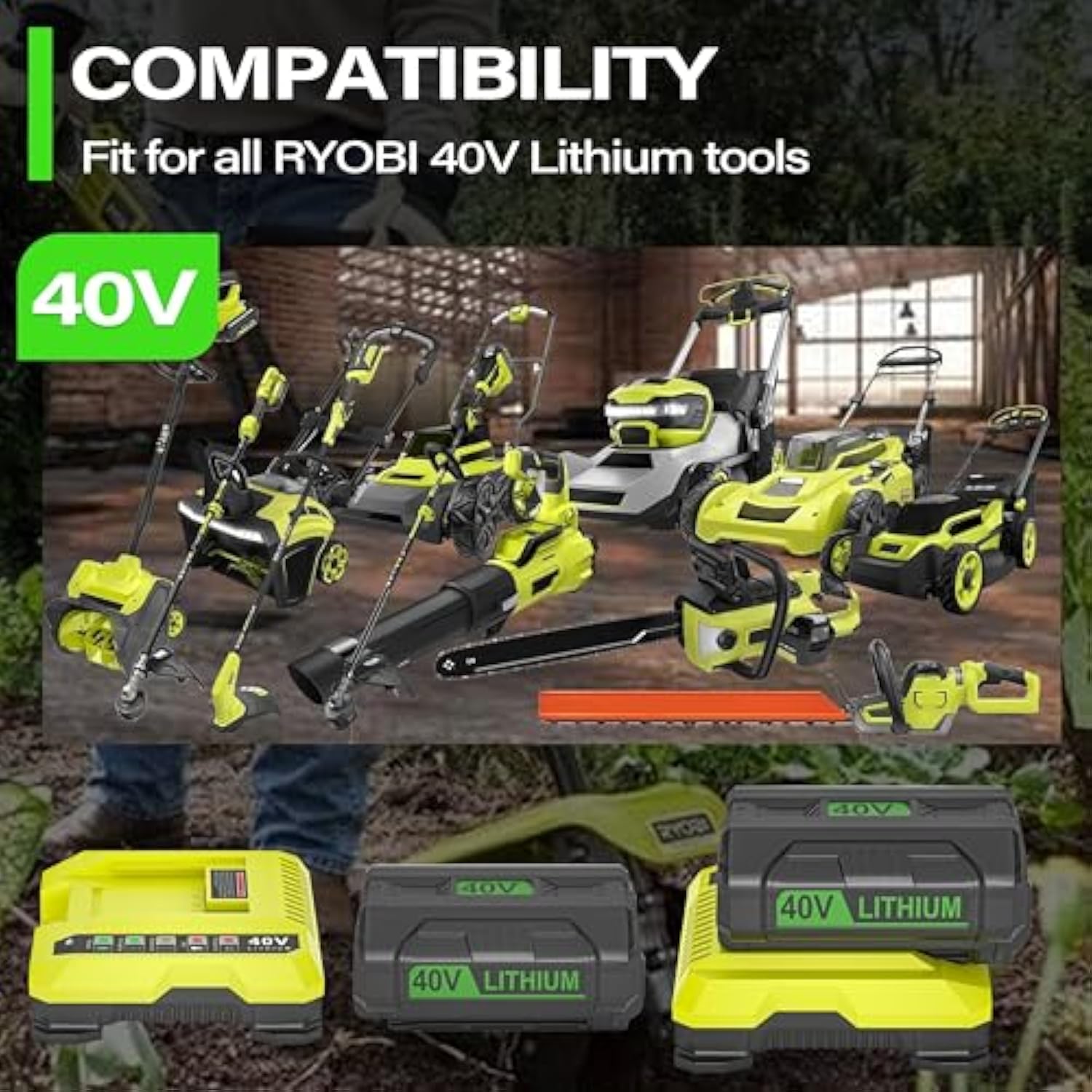 40V 6.5Ah Battery Fit For Ryobi 40V Battery, 6500Mah Replacement Battery Compatible With Ryobi 40V Tools Lithium Battery Op40601 Op40602 Op4050 Op40501 Op4040 Op40401 Op4030 Op40301 Op4026