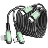 10Ft Usb C To Usb C Cable, Type C Charger Cord Right Angle 2Pack, 60W Fast Charger Usb C 90 Degree For Iphone 15/16 Pro Max Plus, Ipad Pro, Usb C Cable For Samsung S24 S23 S22