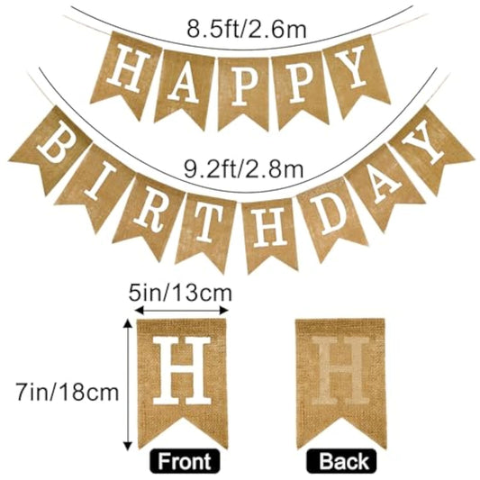 Happy Birthday Banner - No Diy Brown Burlap Happy Birthday Banner Sign Happy Birthdays Party Decoration Happy Birthdays Banners Bunting For Women Men Girl Boy Celebration Party Backdrops