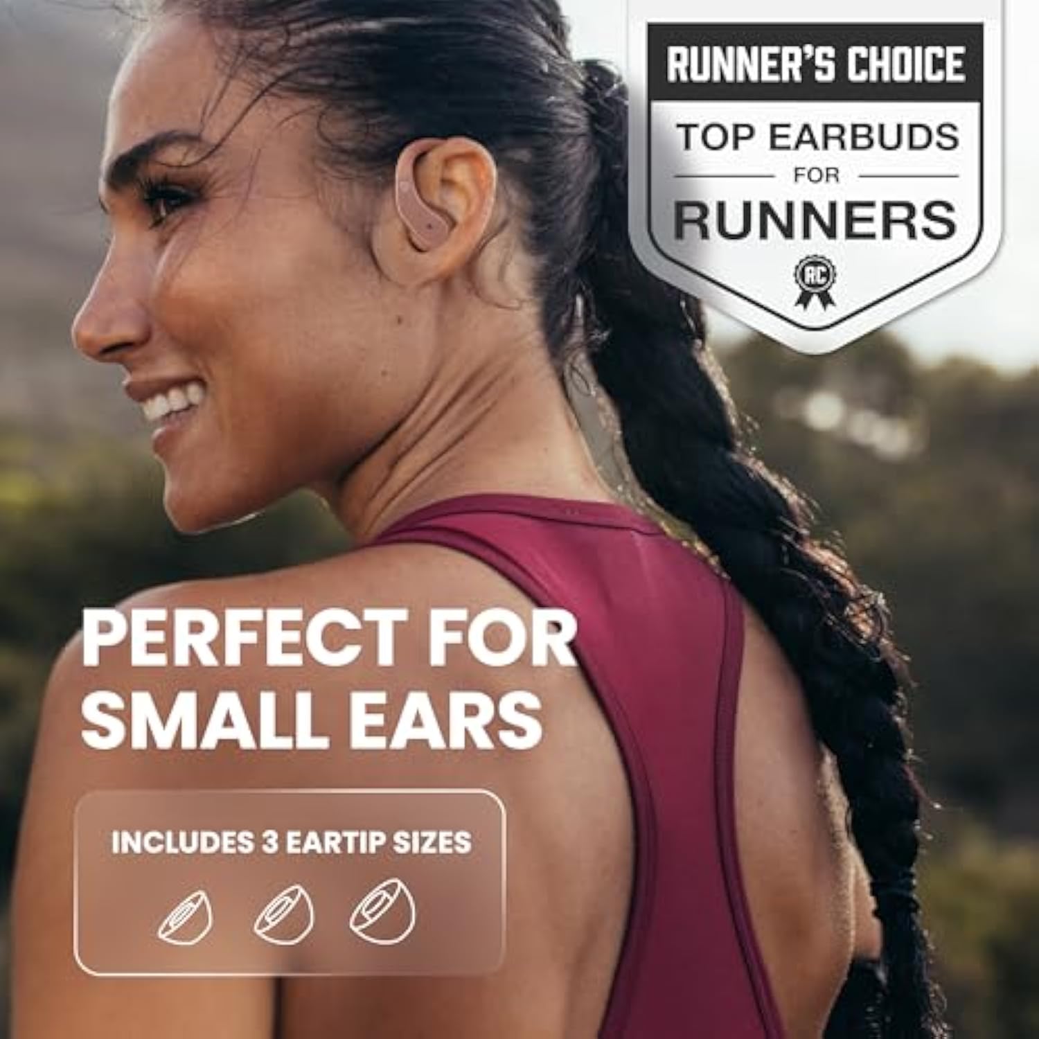 Runner 40- Wireless Earbuds For Small Ears Women. Running Bluetooth Earbuds Pi