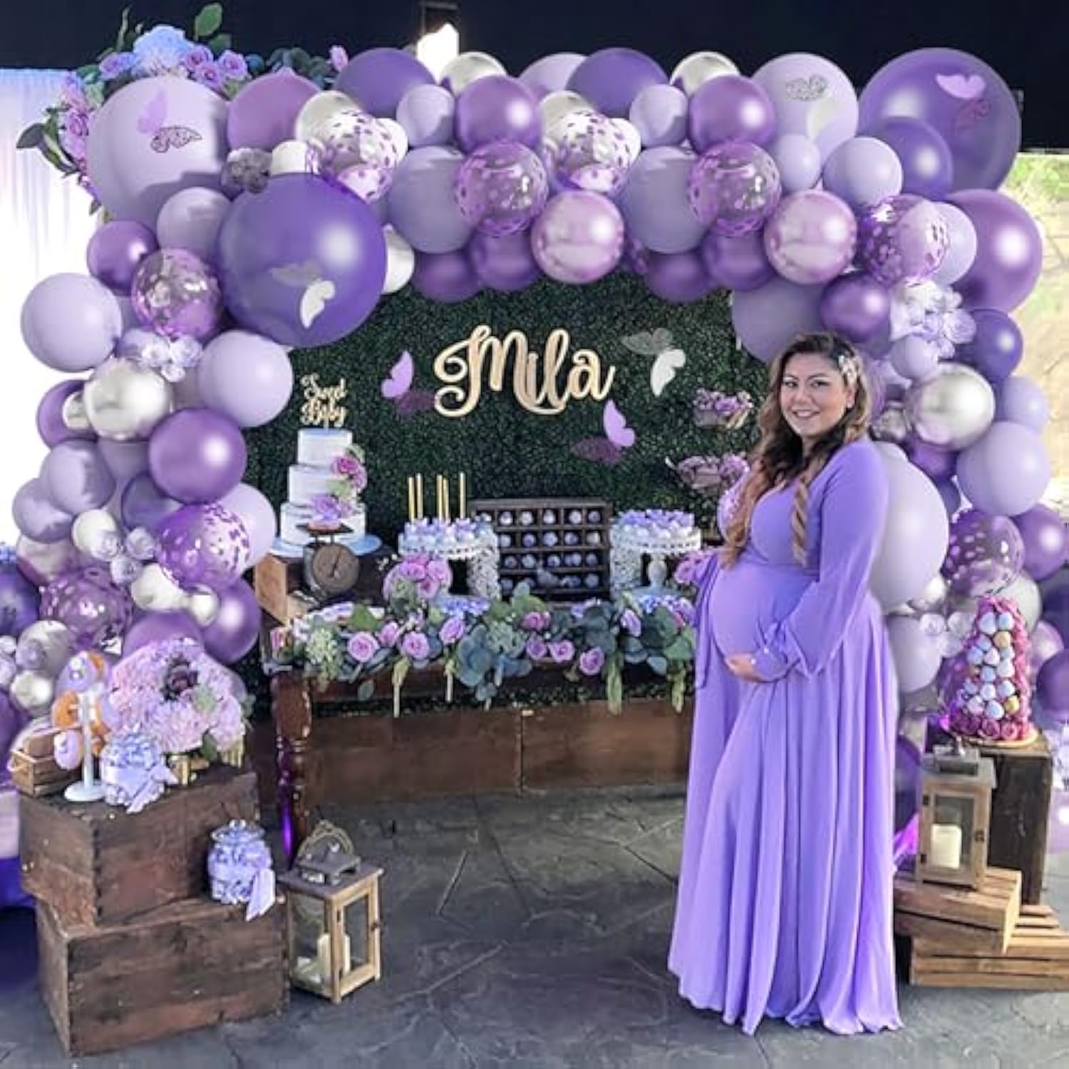 Purple Balloon Garland Kit: Lavender, Confetti, Butterfly Stickers