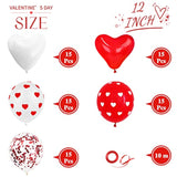 75Pcs Valentine’s Day Heart Balloons Kit 12" Red White Confetti Latex Party Decor