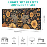 Retro Bee Gaming Mouse Pad,12X31.5In Non-Slip Rubber Flower Vintage Desk Mat,Large Extended Mousepad For Office Home Laptop,Mice Pads Gifts,Game Lover Deskmat Decor (Retro Dark 01)