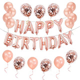 30Pcs Pink Rose Gold Birthday Decorations, 3D Mylar Foil Happy Birthday Banner And Confetti Latex Balloons, Ecofriendly Party Decorations Supplies For Kids Girls Women Birth Party Favors