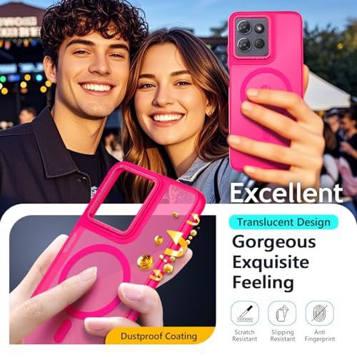 Magnetic For Motorola Moto G-Power-2025/2026 Case, Hot Pink | Compatible With Magsafe, Translucent Matte Scratch-Resistant Back, Military-Grade Protection Shockproof Slim Phone Cover