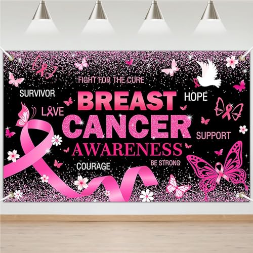 6x3.6ft Black Breast Cancer Awareness Month Backdrop Banner