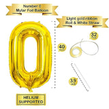 40 Inch Gold Number Balloons, Helium Mylar Foil Number Balloons For Birthday, Number 0 Balloon For Birthday Decorations For Kids, Anniversary Party Decorations Supplies