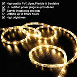Led Rope Lights Outdoor Warm White, Waterproof 50Ft Cuttable 3000K Lighting Indoor 110V Connectable Flexible Electric Lights For Christmas Trees Bedroom Outside Patio Decor, Not Flat Strip