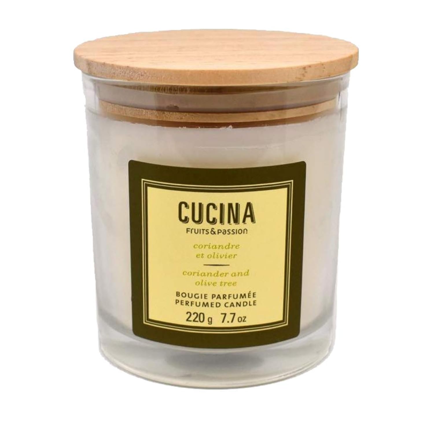 Fruits & Passion Scented Candle – Coriander & Olive Oil, Plant-Based Wax Candle In Recyclable Glass Vase, 35 Hour Burn Time, Clean-Burning Fragrance For Home, 7.7 Oz