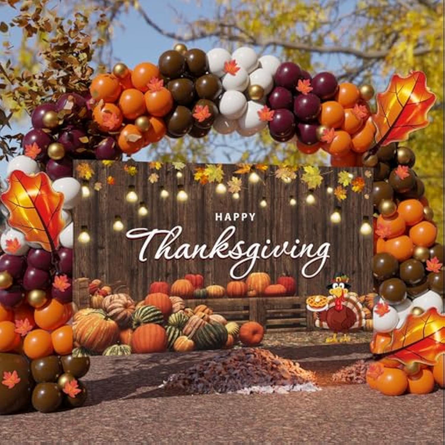 197 Pcs Thanksgiving Balloon Arch Kit Orange Brown White Garland Party Backdrop Decor