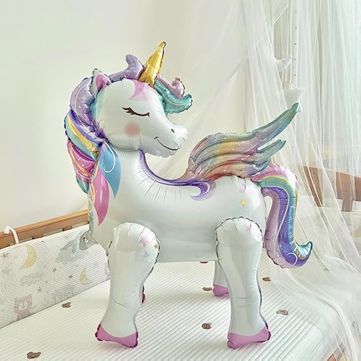 Self-Standing Unicorn Balloons For Girls Birthday Decorations Rainbow Unicorn Party Supplies - 28 Inch, Pack Of 2