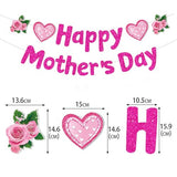 26Pcs Mother's Day Decorations, Mother's Day Decor Includes Glitter Happy Mothers Day Banner & Mothers Day Hanging Swirls Ceiling Decoration