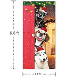 Funny Merry Christmas Door Cover - Large Cute Santa Dogs Banner For Front Door Decoration - Xmas Party Photography Background