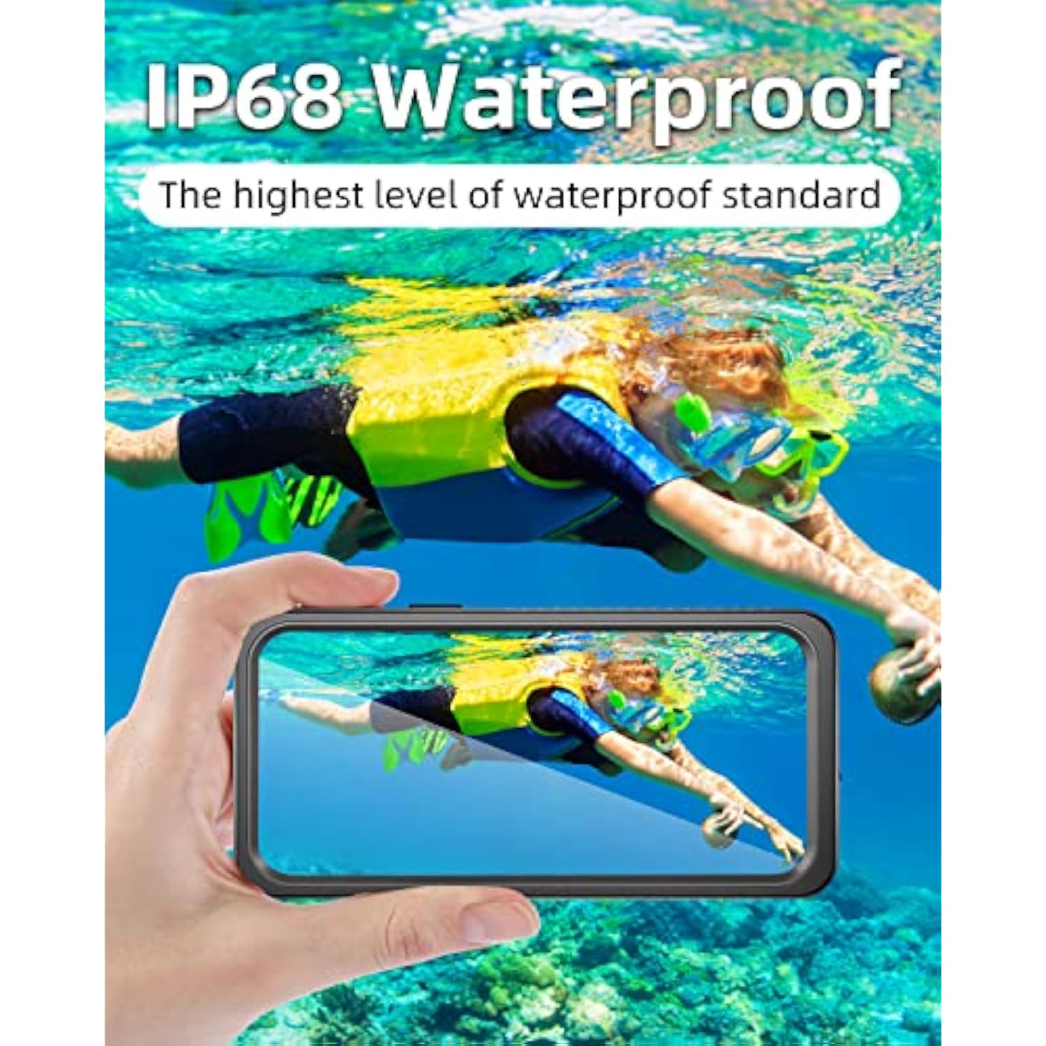 iPhone 12 Mini Waterproof Shockproof Case with Built-In Screen Protector Black