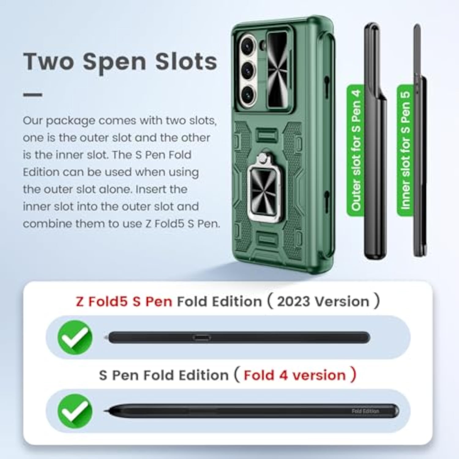 Galaxy Z Fold 5 Case with S Pen Holder and Hinge Protection - Premium Phone Case with Belt Clip