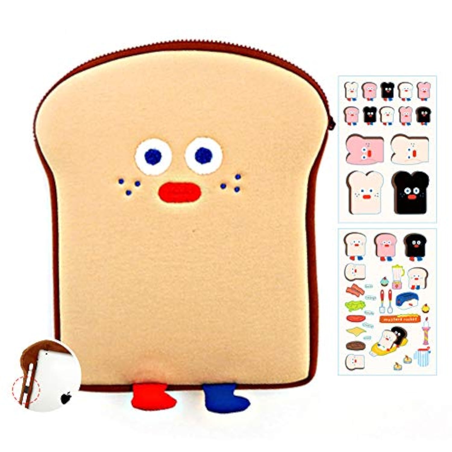 Cute Tablet Case For 9.7"-11" Shockproof Tablet Sleeve With Table Pencil Holder (Toast)
