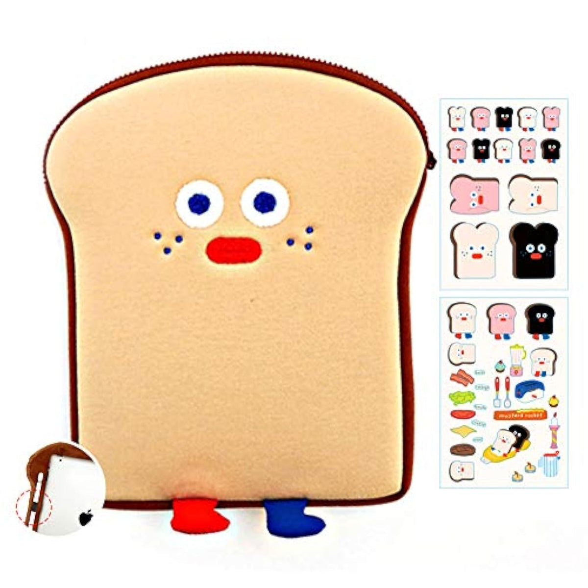 Cute Tablet Case For 9.7"-11" Shockproof Tablet Sleeve With Table Pencil Holder (Toast)