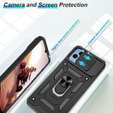 For T-Mobile Revvl 6 5G Case, Revvl 6X 5G Case With Hd Screen Protector, 360° Rotation Ring Kickstand [Military Grade] Protective Case, Black