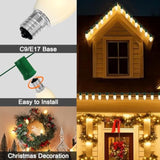 C9 Christmas Lights Outdoor, Led Frosted White Outdoor String Light, 25 Ft Commercial Grade Patio With 25 Led C9 Bulbs,