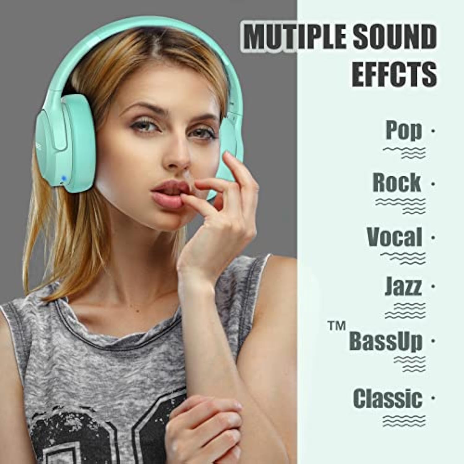 Bluetooth Wireless Headphones Over Ear, 65H Playtime And 6 Eq Music Modes With Microphone,Hifi Stereo Foldable Lightweight Headset, Deep Bass For Home Office Cellphone Pc Etc.(Green)