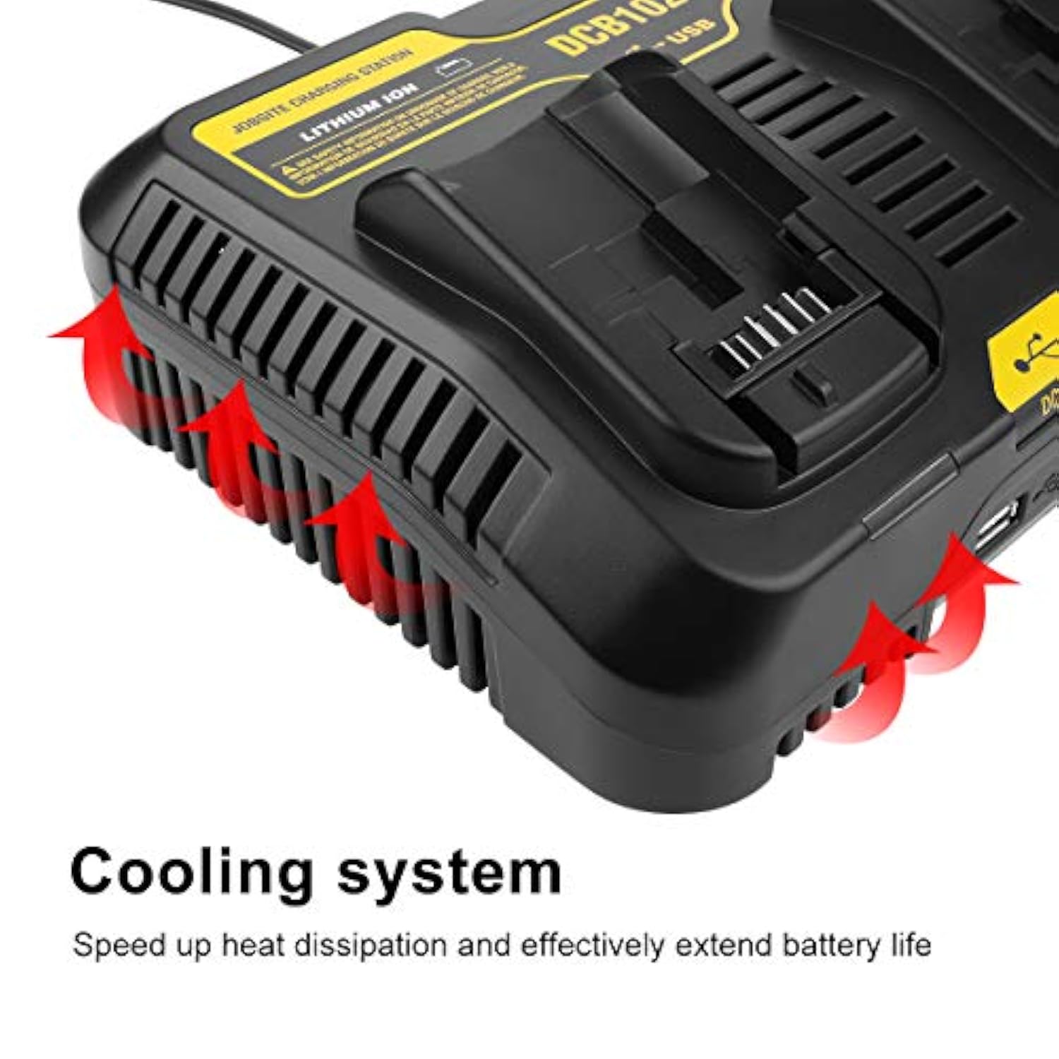 2Port Dcb102 Charger Repalcement For Dewalt 12V/20V Battery Charger Compatible With Dewalt 20V Max Dcb200 Dcb203 Dcb125 Dcb107 2-Port Simultaneous Charging Station For Dewat 20 Volt Battery