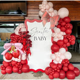 Cherry Birthday Decorations,146Pcs Red And Pastel Pink Latex Balloons With Cherry Balloon For Cherry On Top Baby Shower Decorations Girl Birthday Berry First Cute Fruit Party Favors Home Decor