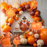 Thanksgiving Balloon Kit: Fall Maple Leaf, Pumpkin, Turkey Foil Balloons