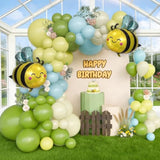 Bee Balloon Arch Kit Sage Green Blue Yellow Balloons Bear Theme Baby Shower Balloon Arch Kit Pastel Balloon Garland For Bee Easter Party Decorations Spring Woodland Birthday Gender Reveal Decor