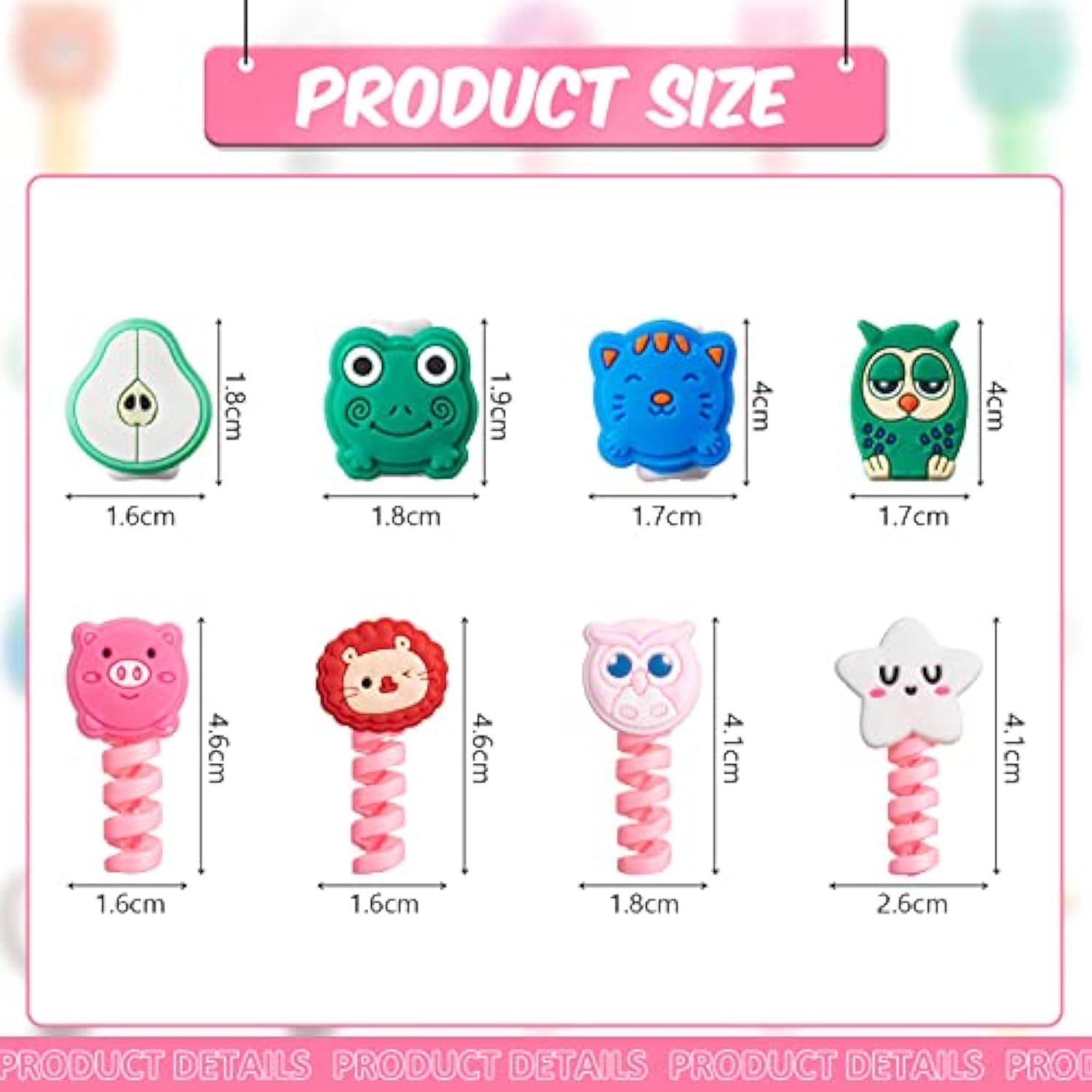 32 Pieces Colorful Cartoon Charger Cable Protectors Usb Charger Cable Saver Silicone Animal Buddies Flexible Wire Protectors For Most Cellphone Data Lines (Nice Style,2 X 3 Cm, 1.8 X 2 Cm)
