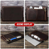 Top Grain Leather 14.2" Laptop Case Bag, Zip Pockets Design, Compatible With Macbook Air 13" M2 A2681 M1 A2337 A2179 A1932/Pro 13" M2 M1 A2338 A2251 A2289 A2159 A1989 A1706, Coffee 14.2 Inch