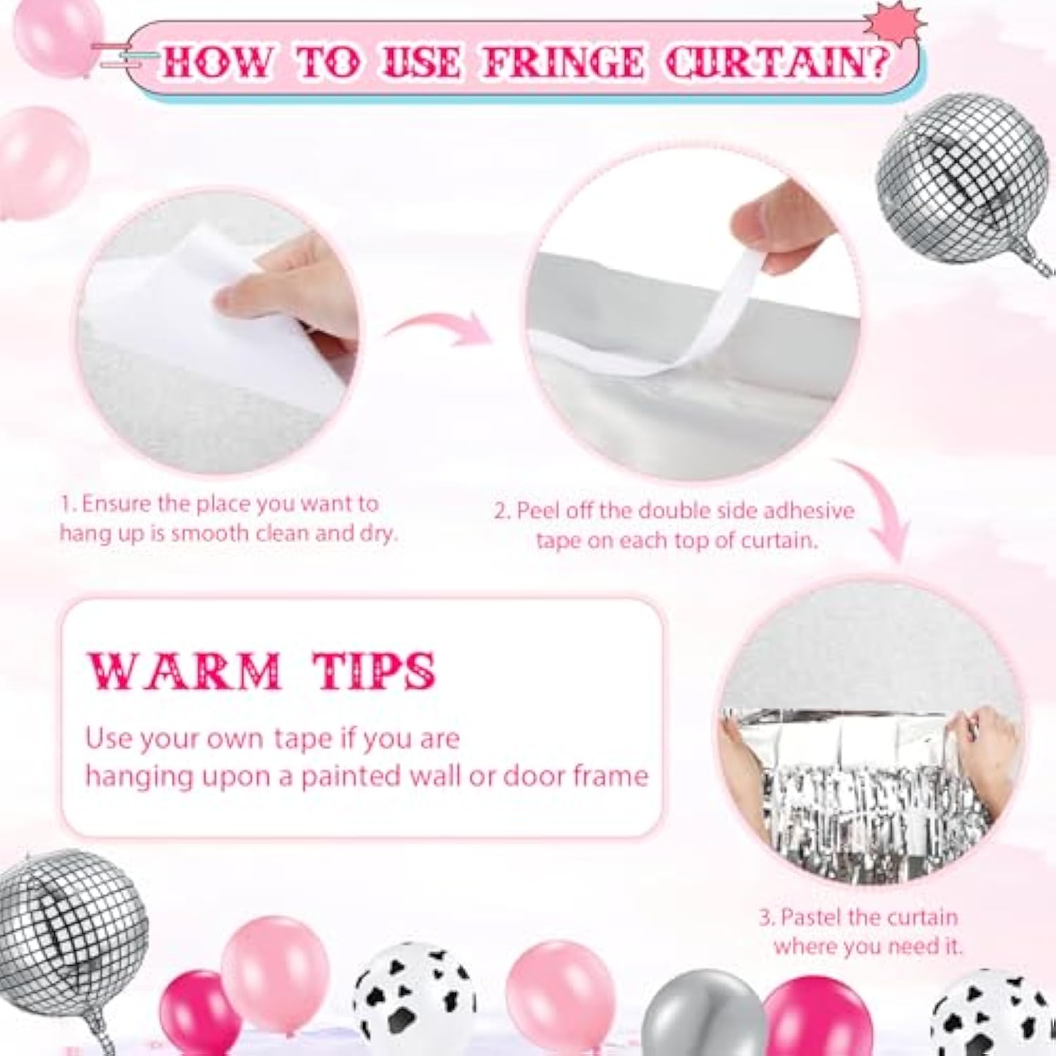 95 Pcs Western Disco Party Decorations For Women, Hot Pink Rose Red Si