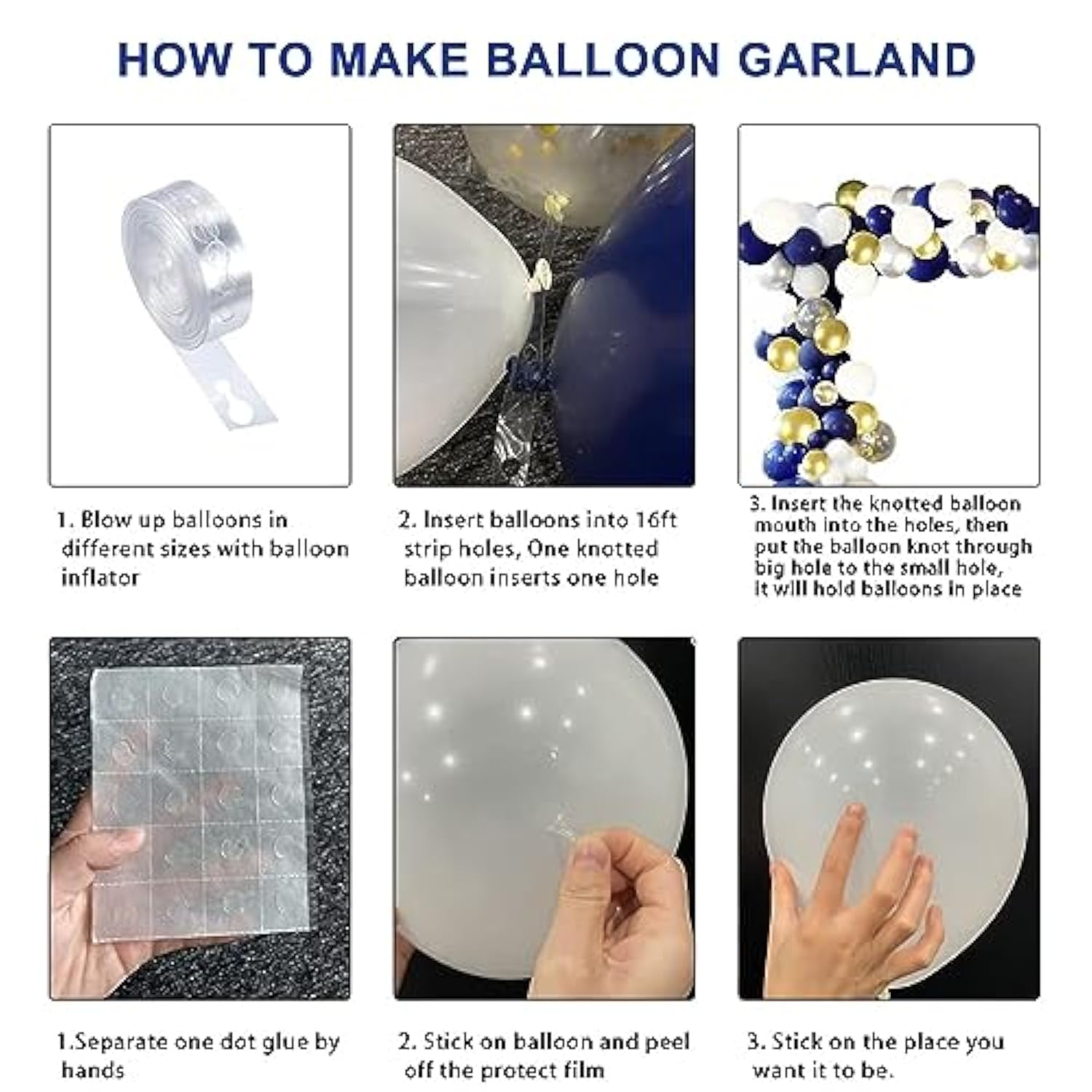 Navy Blue Gold Balloon Garland Kit, 120pcs Balloons for Party Decorations