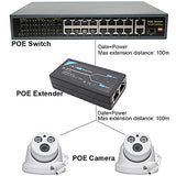 Poe Extender 2 Port Poe-Powered Poe-Sourcing Ethernet Switch Repeater 100M 1 In 2 Out Comply Ieee 802.3Af/At Standard 10,100Mbps For Security Camera Over Cat5/Cat6 Or Utp Cables