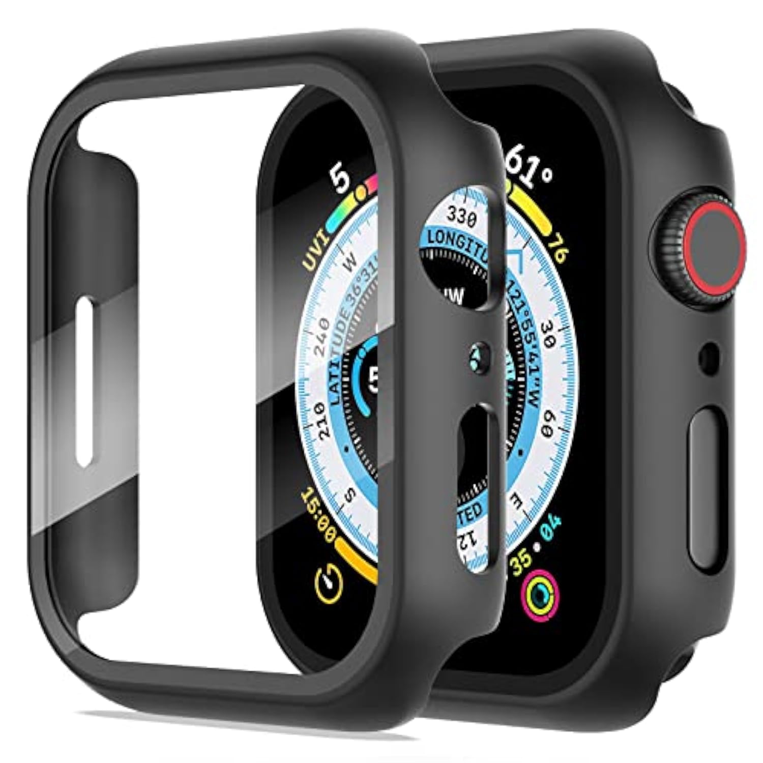 2-Pack For Apple Watch Series 8/7/6/5/4/Series Se/Se 2 40Mm All-Around Screen Protector Case, Tempered Glass Screen Protector Case Ultra-Thin For Iwatch 40Mm Protection Cover - Black