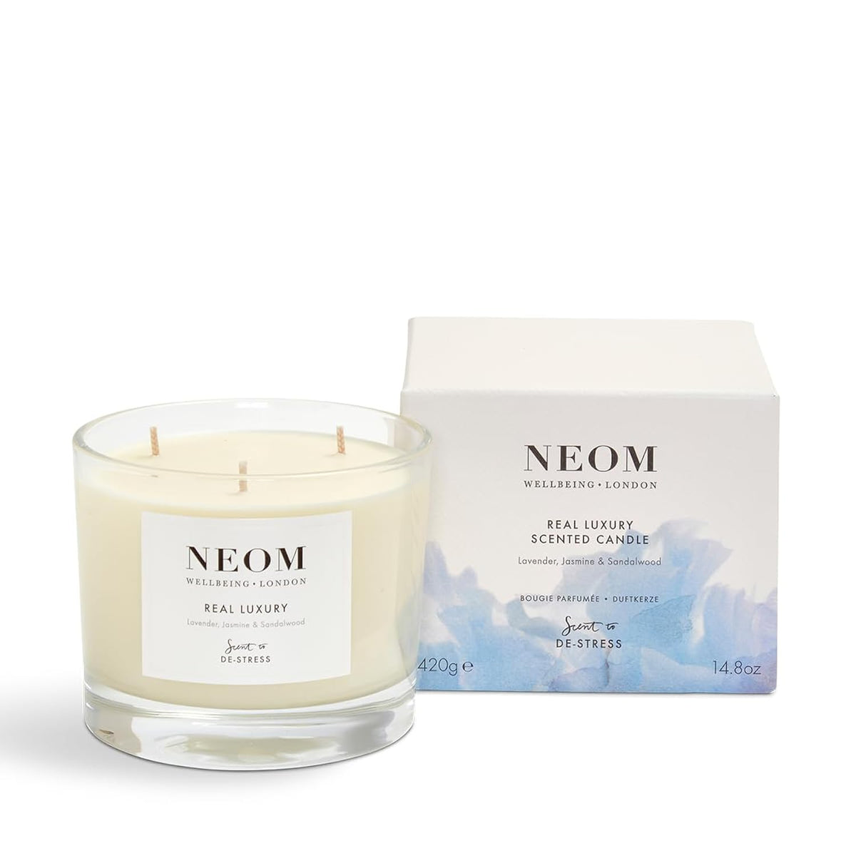 - Candle, 3 Wick | Lavender, Jasmine & Sandalwood | Scented Candles For Home | Luxury Aromatherapy Candles | Essential Oil Candles | Tranquil & Relax | Signature De-Stress Scent