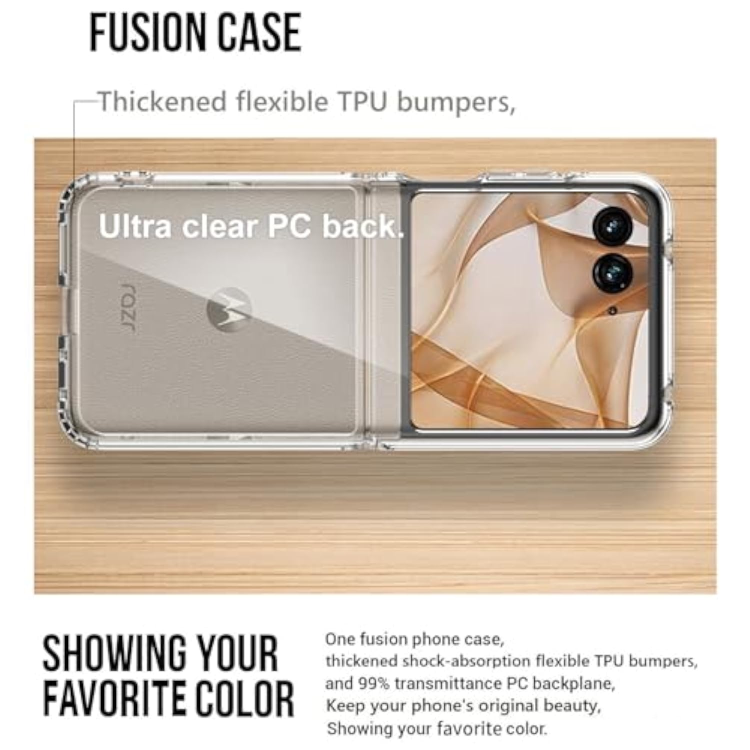 For Motorola Razr 2024/2025 Case: Military-Grade Shockproof Phone Cover With Tempered Glass Screen Protector, Anti-Scratch & Reinforced Bumpers - Crystal Clear