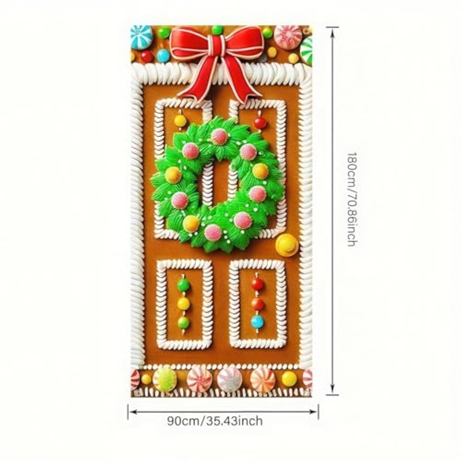 Christmas Gingerbread House Party Decorations, Gingerbread House Door Cover Banner And Welcome Christmas Porch Sign Hanging Banner For Winter Christmas Party Supplies Indoor Outdoor 71 X 35