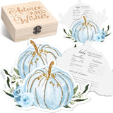 50 Pcs Double Side Fall Blue Pumpkin Baby Prediction And Advice Game Cards A Little Pumpkin Is On The Way Decoration With Wooden Keepsake Box Thanksgiving Day Shower Game Cards