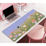 Flower Desktop Mouse Pad, Cartoon Kawaii Nature Desk Mat For Desktop, Keyboard And Gaming Mouse Pad (27.5X11.8 In)