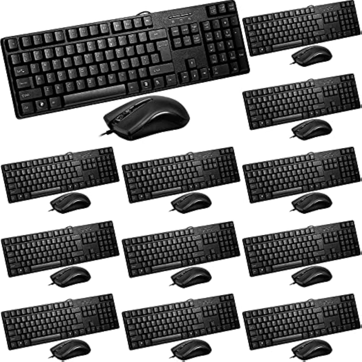 12 Pcs Usb Wired Keyboard And Mouse 6 Wired Mouse 6 Corded Full Size Keyboard For School Office Home Compatible With Computer/Laptop/Windows/Pc/Desktop