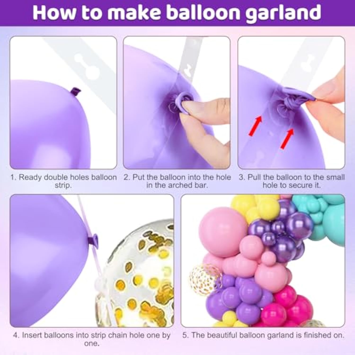153pc Purple/Blue/Pink Balloon Arch - Magic Party Garland Kit