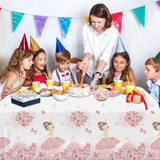 Pink Ballerina Tablecloths 3 Pieces Birthday Party Decorations Plastic Table Cover For Girl Ballet Party Supplies Baby Shower Wedding Decor (70.8In X 42.5In)