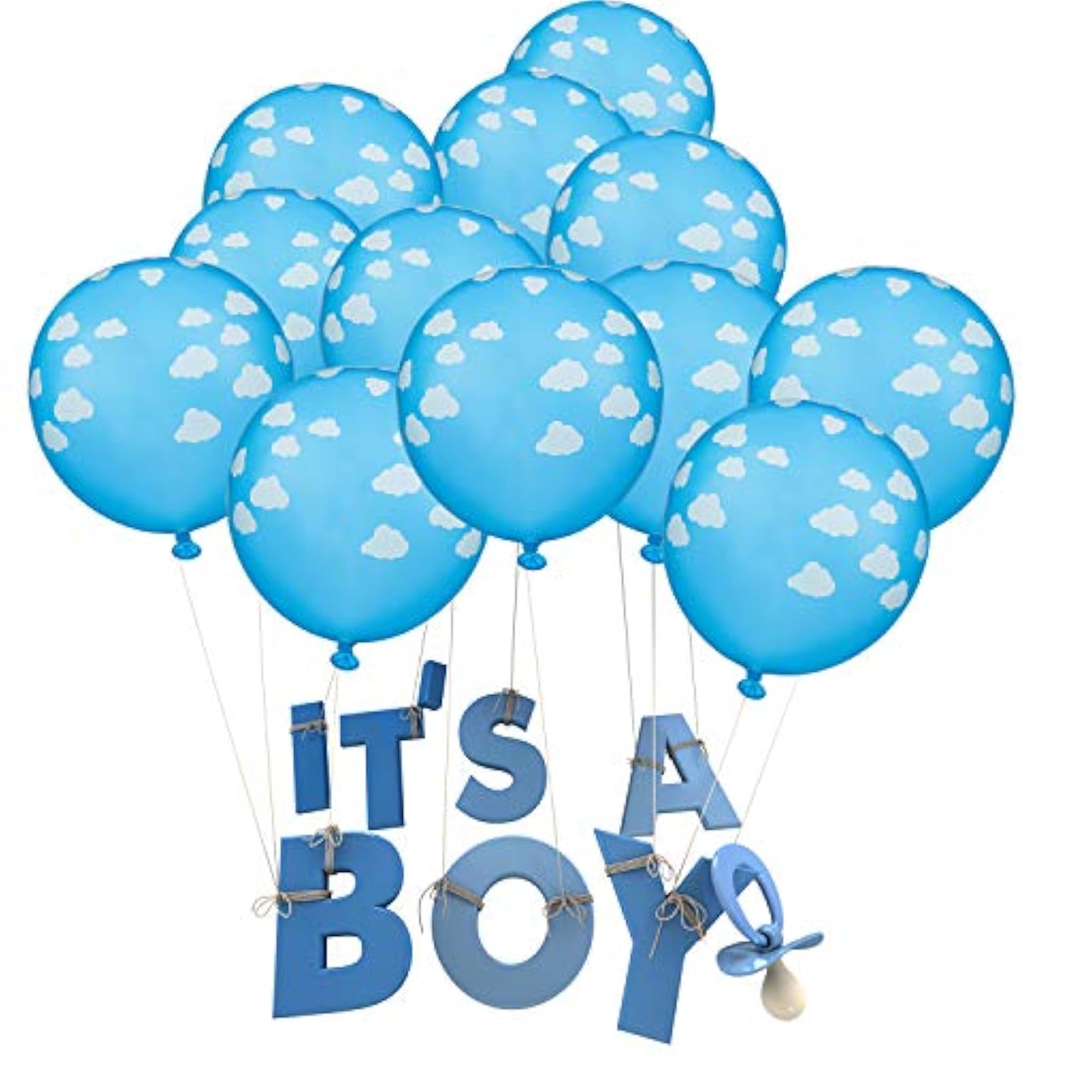 36 Pieces Blue Cloud Latex Balloons Mid Cloud Matte 12 Inch Balloons Light Blue And White Print Decoration For Baby Shower Boys Girls Birthday Party Supplies