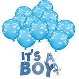 36 Pieces Blue Cloud Latex Balloons Mid Cloud Matte 12 Inch Balloons Light Blue And White Print Decoration For Baby Shower Boys Girls Birthday Party Supplies
