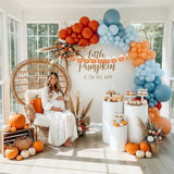 Fall Pumpkin Balloon Garland Arch Kit Retro Orange Nude Blue Banner for Baby Shower Party