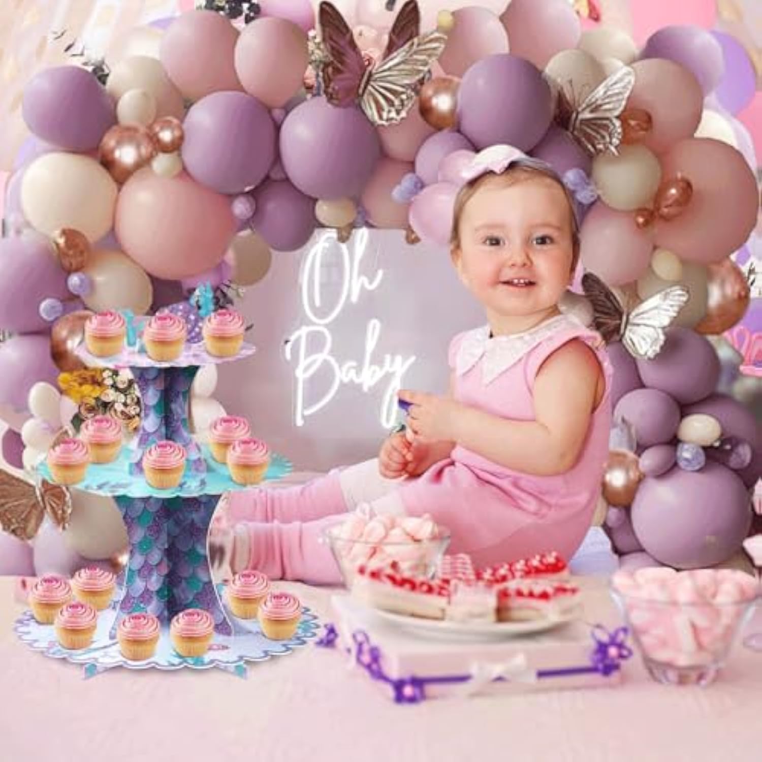 144pcs Pink & Purple Balloon Arch Kit for Baby Shower, Wedding Party Decor